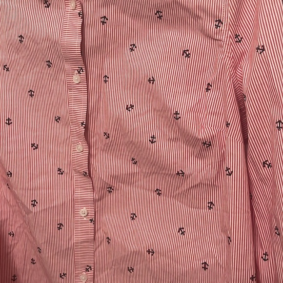 NWT IZOD Red White Blue Nautical Anchor Boating Button Down Shirt Size Large - Picture 9 of 10